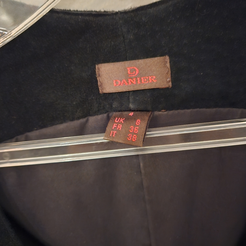 DANIER Black Suede Dress Zipper Bodice VINTAGE - Picture 7 of 9